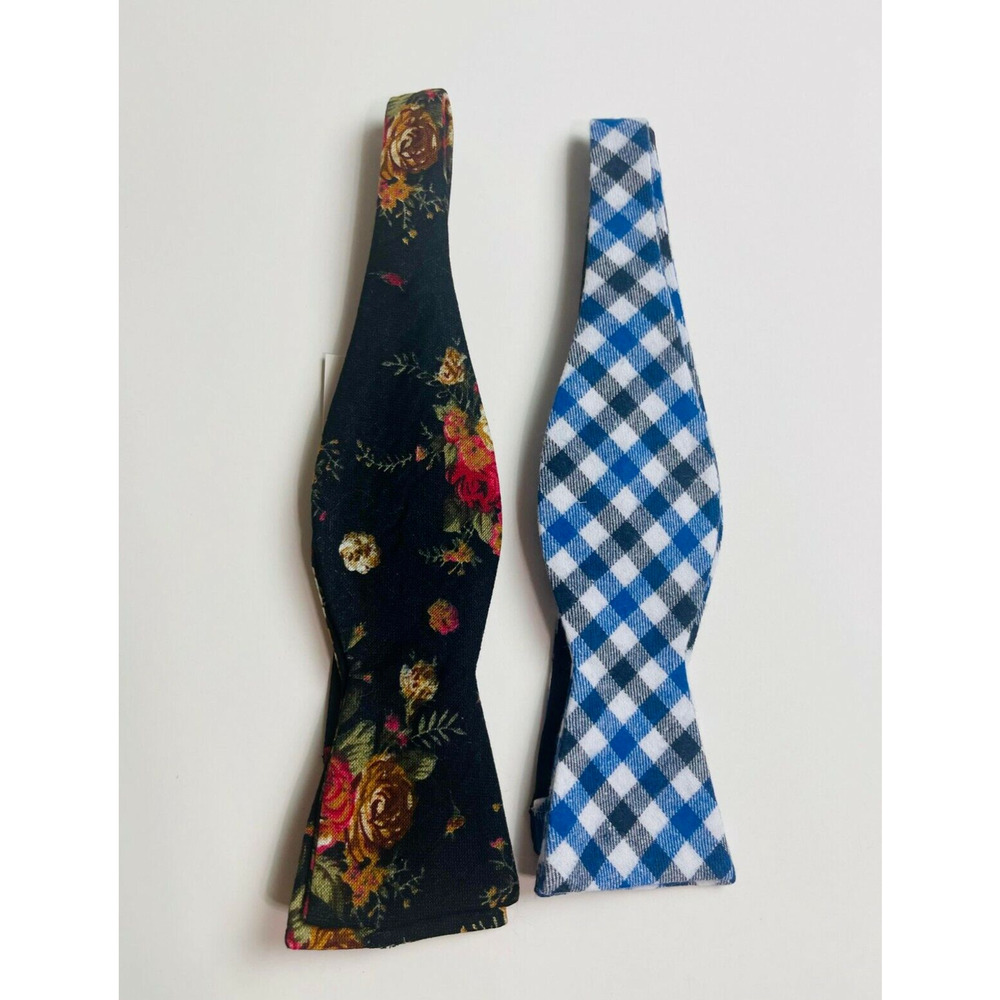 Lot of 2 SKINNY TIE MADNESS Floral black / Checkered, (Blue and Gray), (NEW)